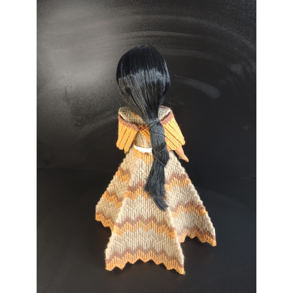 Vintage Native American Doll with Handmade Crochet Dress - Picture 3 of 6